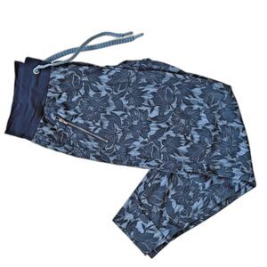Athleta Trekkie North Floral Jogger Pants Navy Blue White Print Women’s 16 Tall